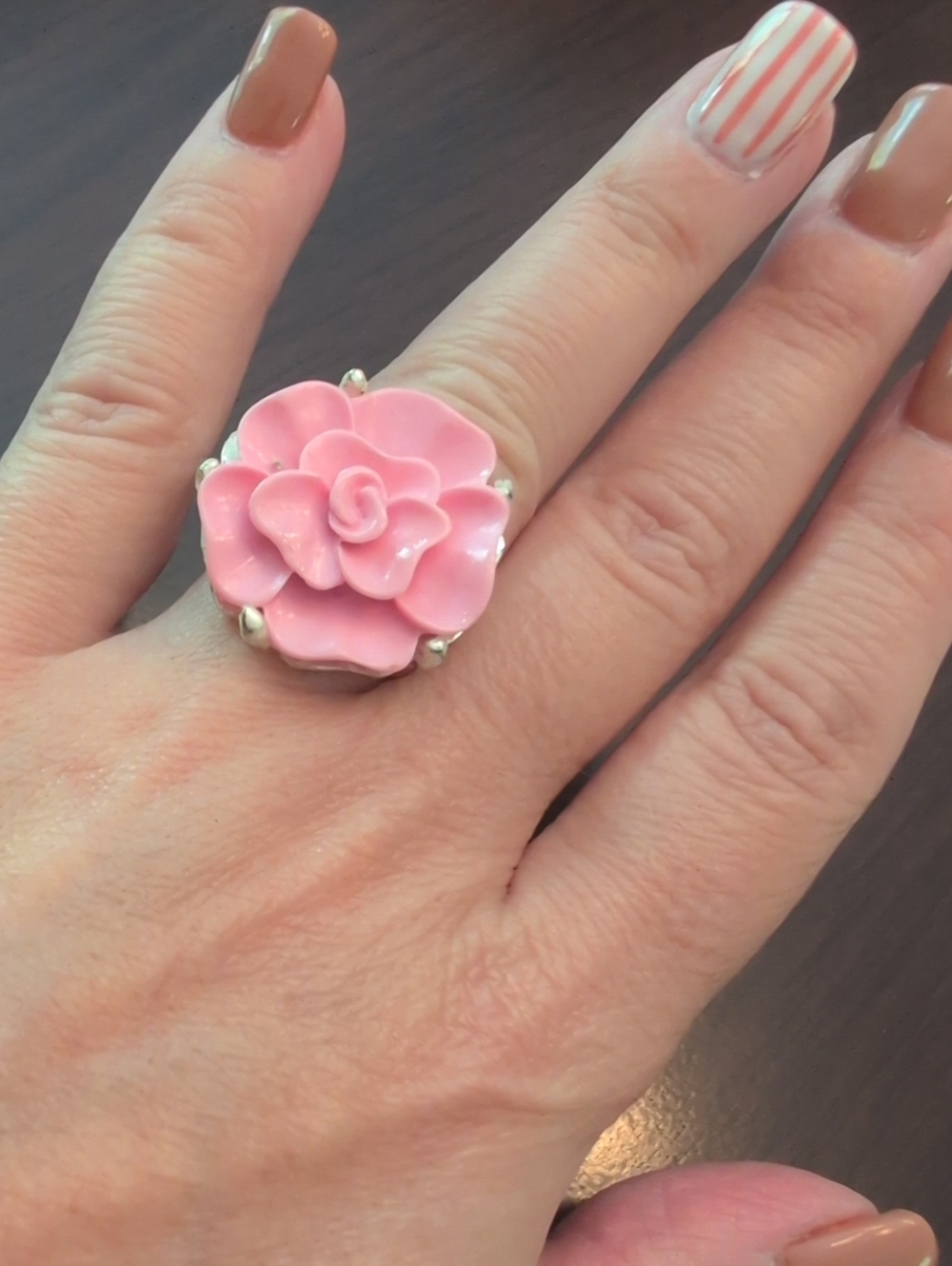 Pink Floral Statement Ring - Women Jewelry